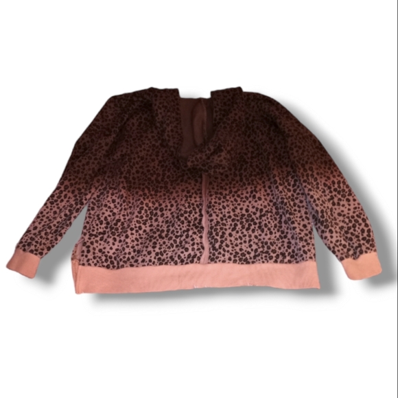 Small POL Ombre Pink & Brown Cheetah Print Half Zip Jacket - Picture 2 of 14